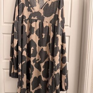Grey and Tan Animal Print Dress
